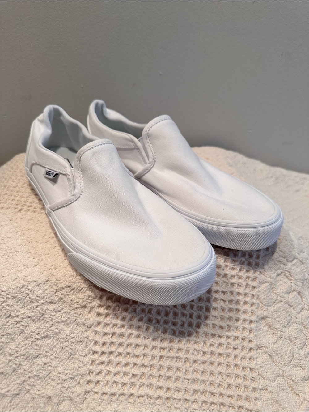 Vans White Slip-On Canvas Loafers